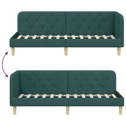 vidaXL Eckbettgestell mit Kopfteil Dunkelgrün 80 x 200 cm Stoff