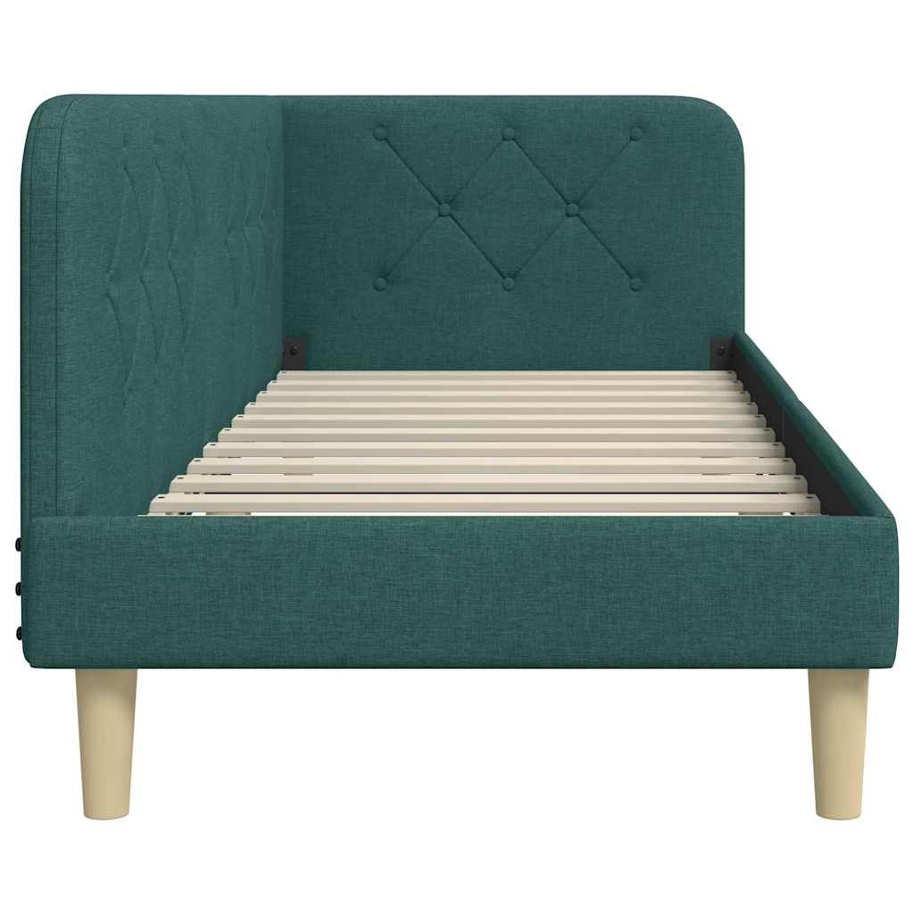 vidaXL Eckbettgestell mit Kopfteil Dunkelgrün 80 x 200 cm Stoff