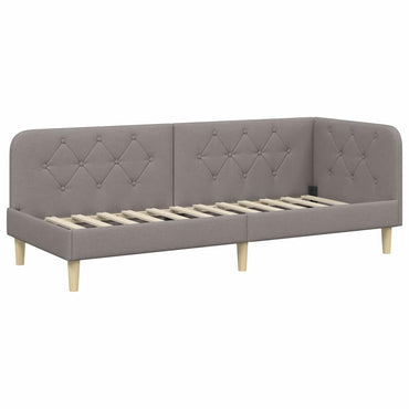 vidaXL Eckbettgestell mit Kopfteil Taupe 80 x 200 cm Stoff