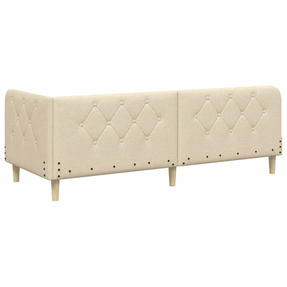 Eckbettgestell mit Kopfteil Creme 80 x 200 cm Stoff