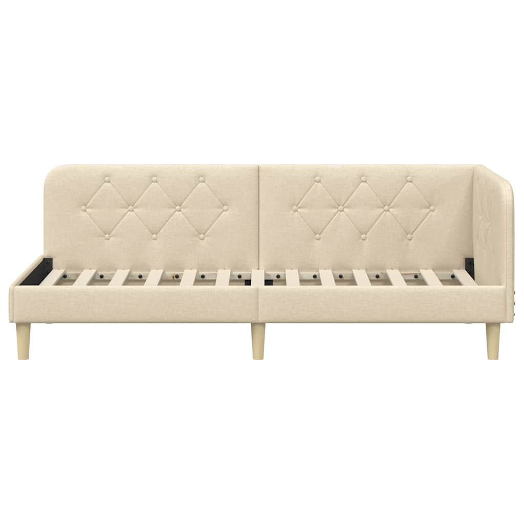 Eckbettgestell mit Kopfteil Creme 80 x 200 cm Stoff