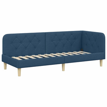vidaXL Eckbettgestell mit Kopfteil Blau 80 x 200 cm Stoff