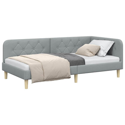 Eckbettgestell Hellgrau 90 x 190 cm Stoff