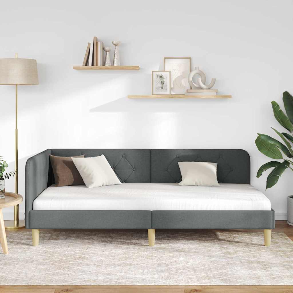 Eckbettgestell Dunkelgrau 90 x 190 cm Stoff