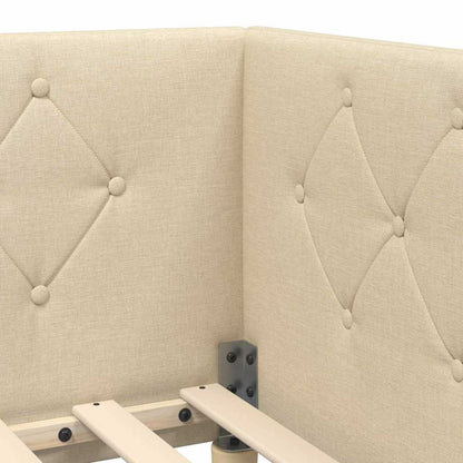 Eckbettgestell Creme 90 x 190 cm Stoff