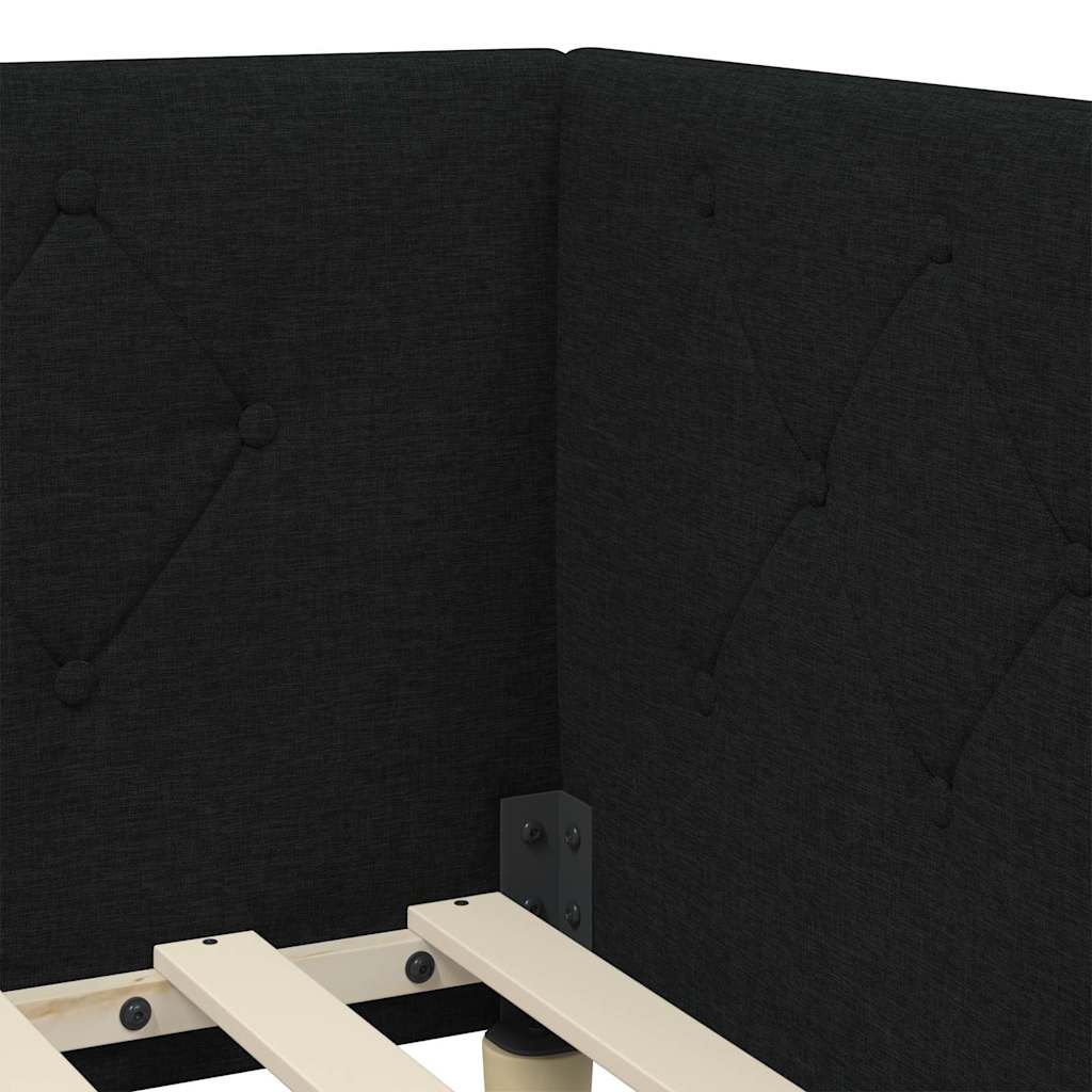 vidaXL Eckbettgestell mit Kopfteil Schwarz 90 x 200 cm Stoff