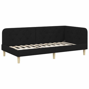 vidaXL Eckbettgestell mit Kopfteil Schwarz 90 x 200 cm Stoff