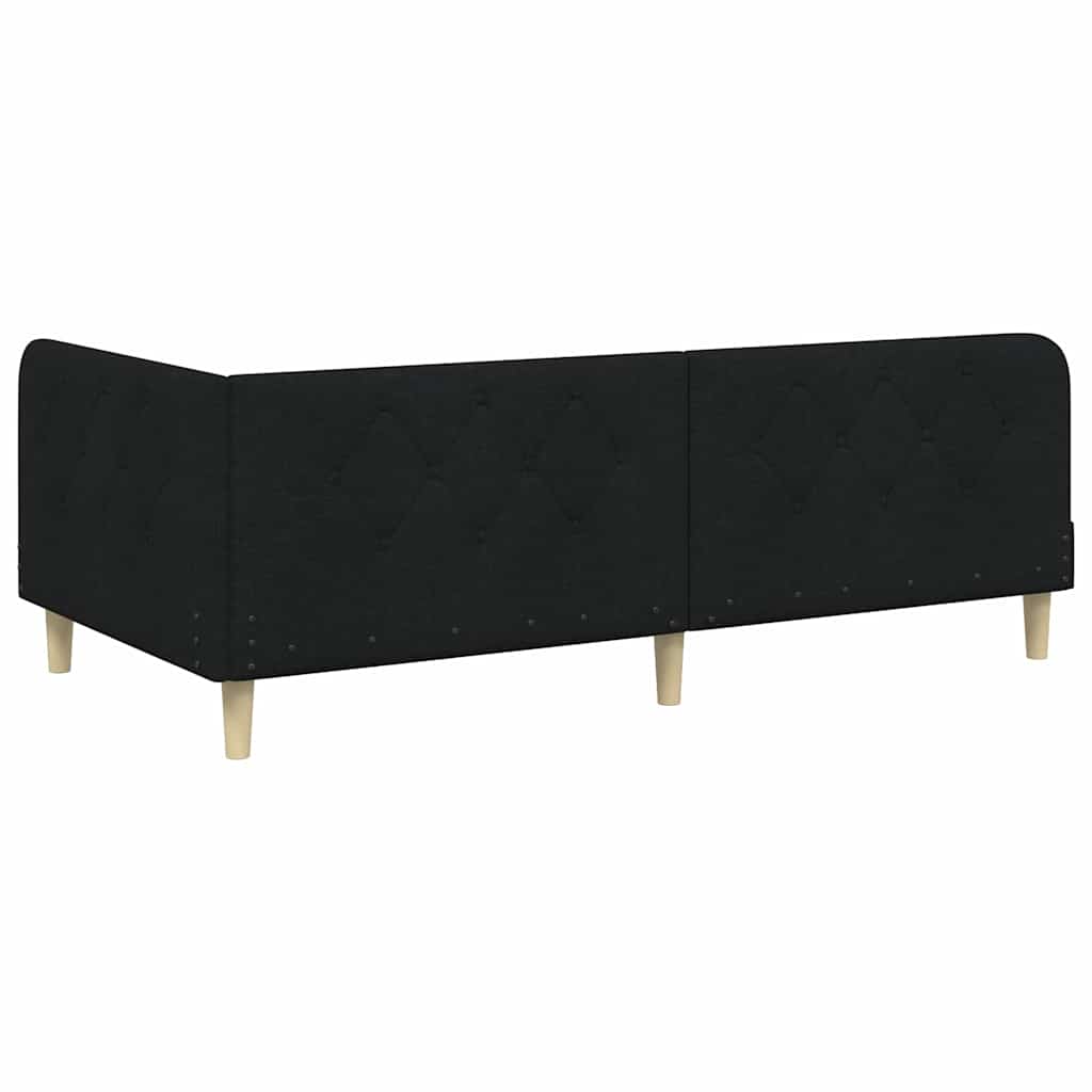 vidaXL Eckbettgestell mit Kopfteil Schwarz 90 x 200 cm Stoff