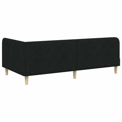 vidaXL Eckbettgestell mit Kopfteil Schwarz 90 x 200 cm Stoff