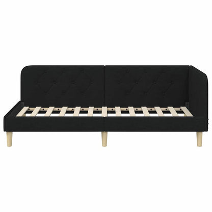 vidaXL Eckbettgestell mit Kopfteil Schwarz 90 x 200 cm Stoff
