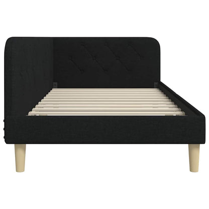 vidaXL Eckbettgestell mit Kopfteil Schwarz 90 x 200 cm Stoff