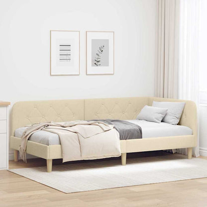 Eckbettgestell Creme 90 x 200 cm Stoff