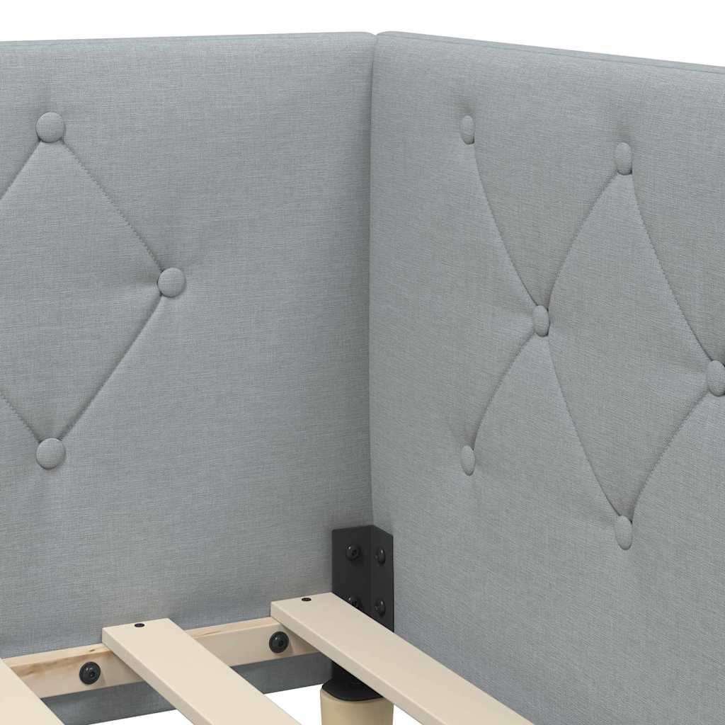 Eckbettgestell Hellgrau 100 x 200 cm Stoff