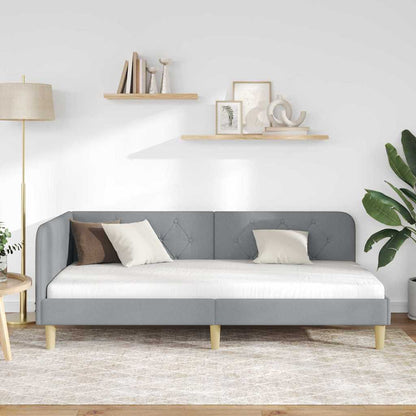 Eckbettgestell Hellgrau 100 x 200 cm Stoff