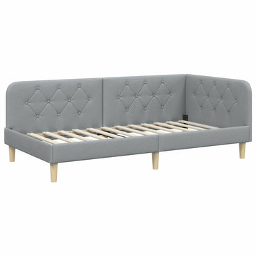 vidaXL Eckbettgestell mit Kopfteil Hellgrau 100 x 200 cm Stoff