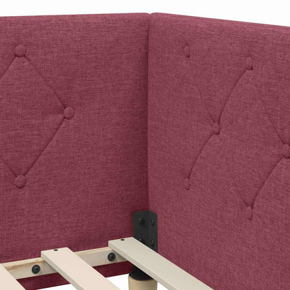 vidaXL Eckbettgestell mit Kopfteil Weinrot 100 x 200 cm Stoff