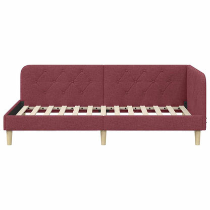 vidaXL Eckbettgestell mit Kopfteil Weinrot 100 x 200 cm Stoff