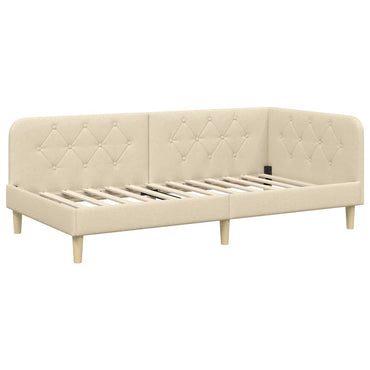 vidaXL Cadre de lit d'angle avec tête de lit crème 100 x 200 cm Tissu