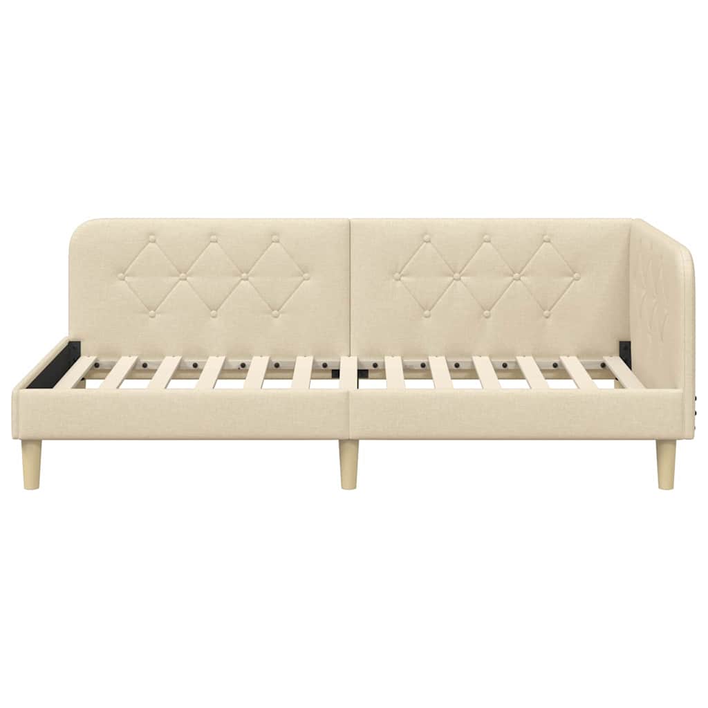 Eckbettgestell Creme 100 x 200 cm Stoff