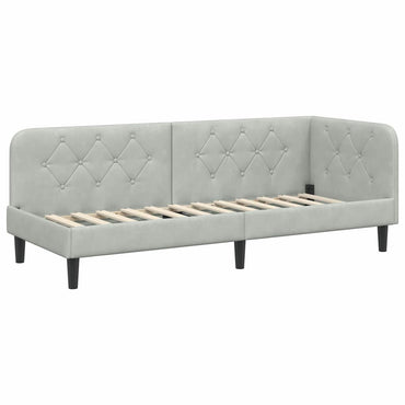vidaXL Cadre de lit d'angle avec tête de lit Gris clair 80 x 200 cm Velours