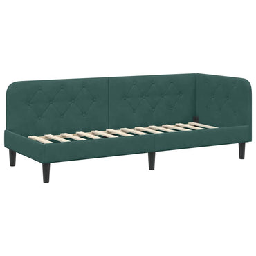 vidaXL Eckbettgestell mit Kopfteil Dunkelgrün 80 x 200 cm Samt