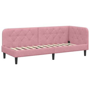vidaXL Eckbettgestell mit Kopfteil Rosa 80 x 200 cm Samt