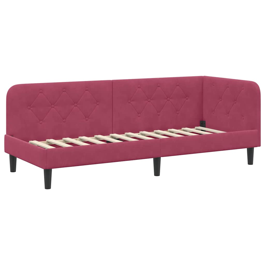 Eckbettgestell Weinrot 80 x 200 cm Samt