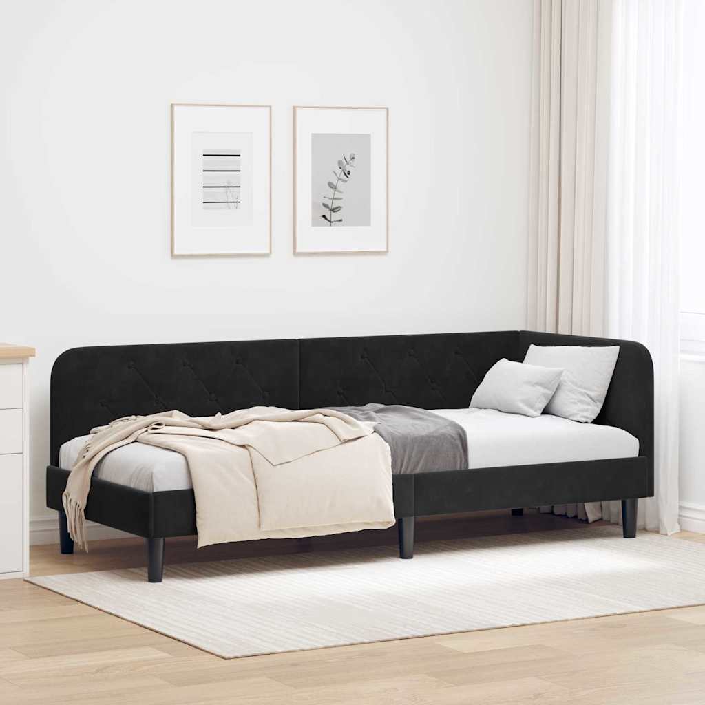 vidaXL Eckbettgestell mit Kopfteil Schwarz 80 x 200 cm Samt