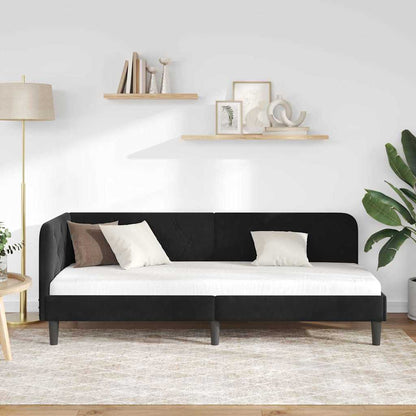 vidaXL Eckbettgestell mit Kopfteil Schwarz 80 x 200 cm Samt