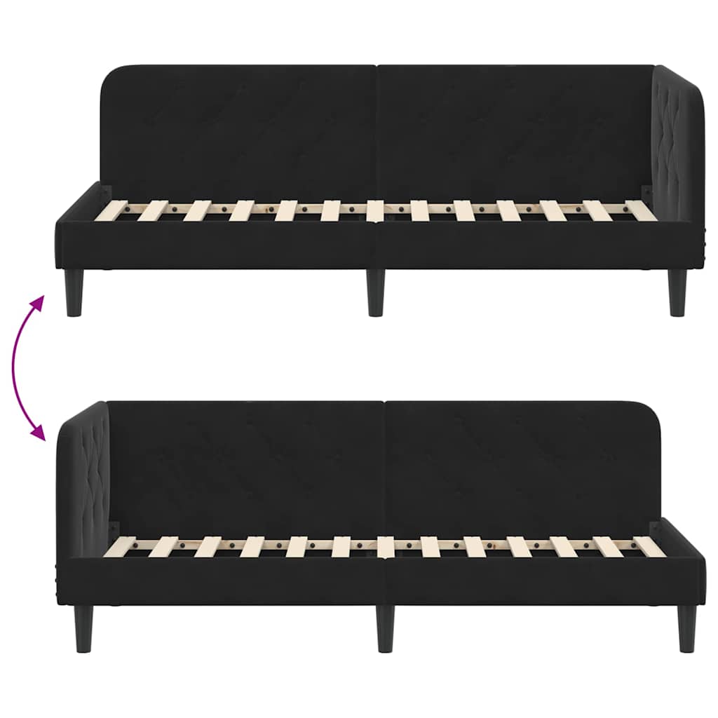 vidaXL Eckbettgestell mit Kopfteil Schwarz 80 x 200 cm Samt