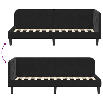 vidaXL Eckbettgestell mit Kopfteil Schwarz 80 x 200 cm Samt