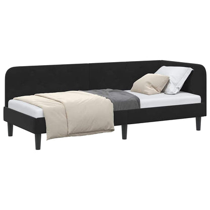vidaXL Eckbettgestell mit Kopfteil Schwarz 80 x 200 cm Samt