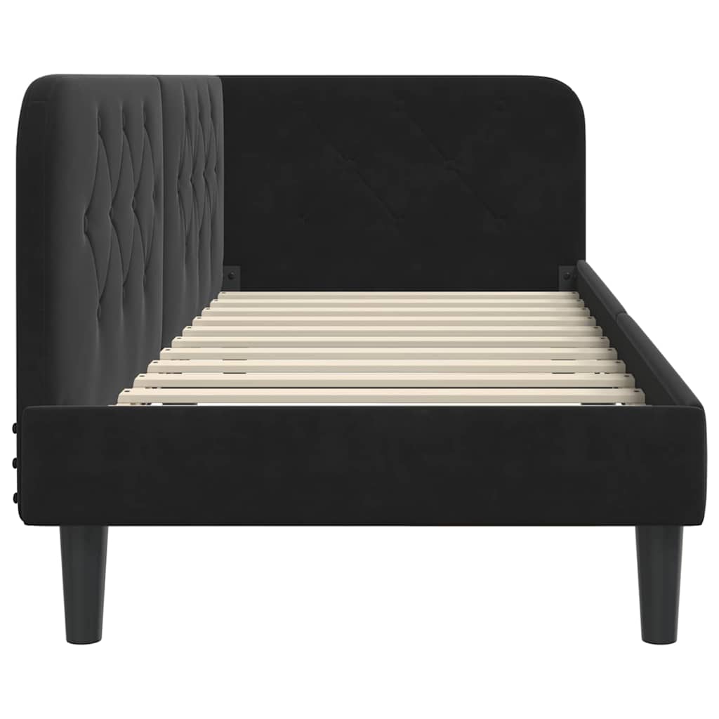 vidaXL Eckbettgestell mit Kopfteil Schwarz 80 x 200 cm Samt
