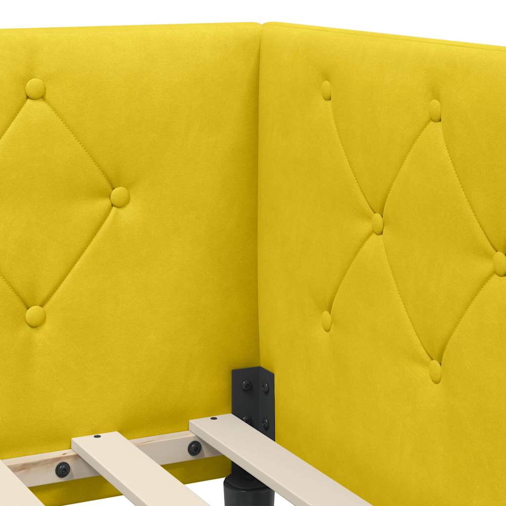 vidaXL Cadre de lit d'angle avec tête de lit Jaune 80 x 200 cm Velours