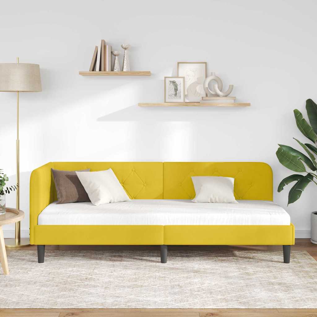 vidaXL Cadre de lit d'angle avec tête de lit Jaune 80 x 200 cm Velours