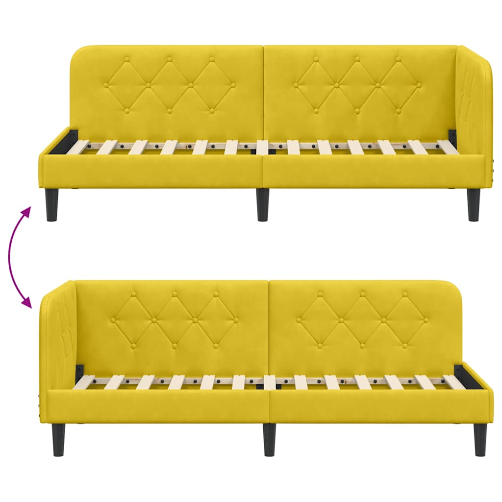 vidaXL Cadre de lit d'angle avec tête de lit Jaune 80 x 200 cm Velours