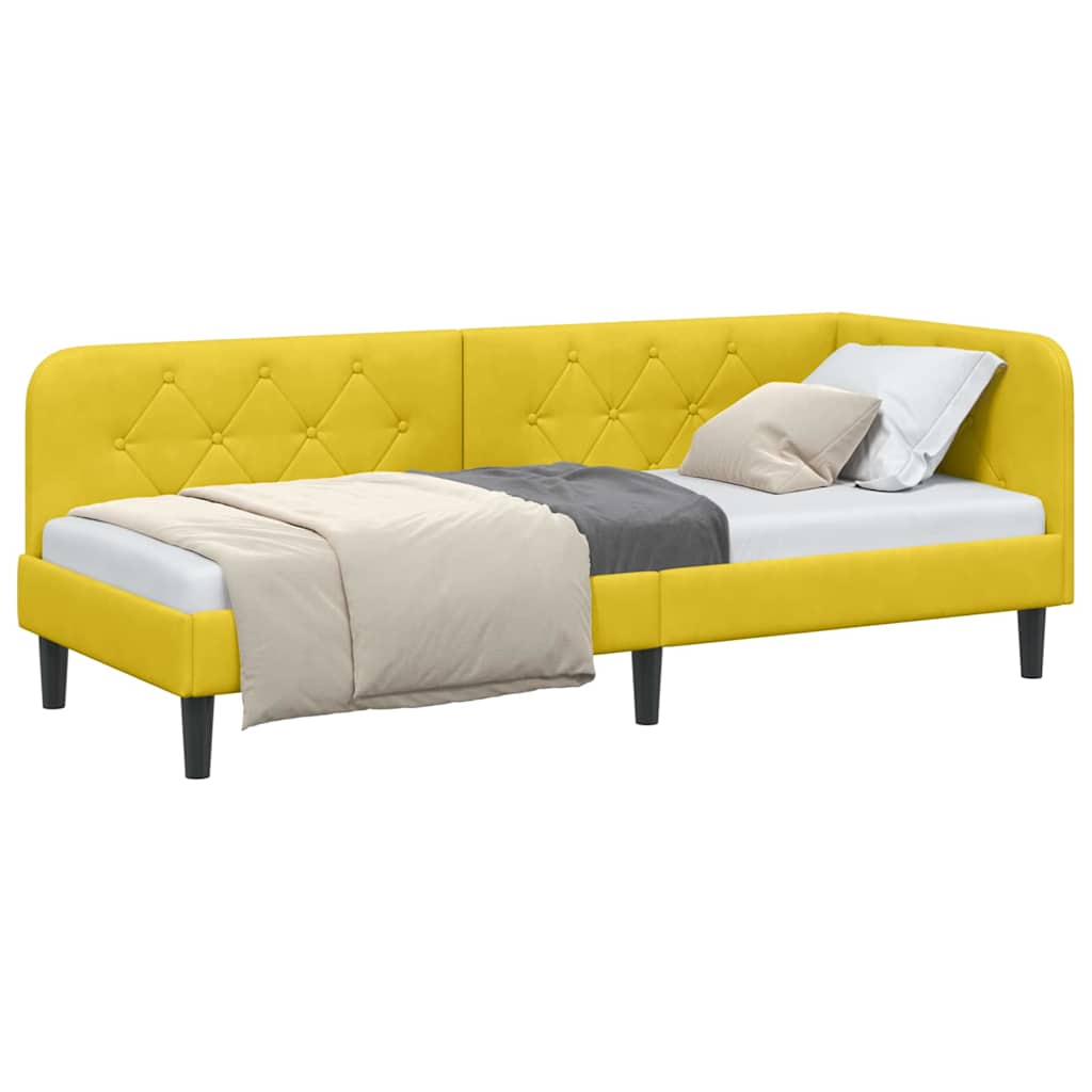 vidaXL Cadre de lit d'angle avec tête de lit Jaune 80 x 200 cm Velours