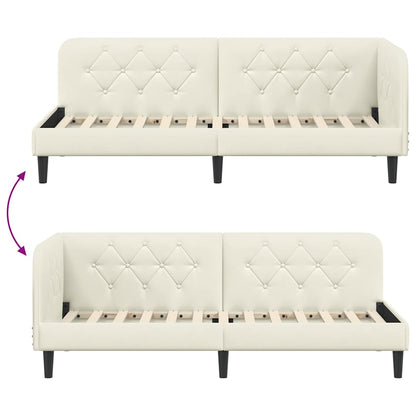 Eckbettgestell Creme 80 x 200 cm Samt