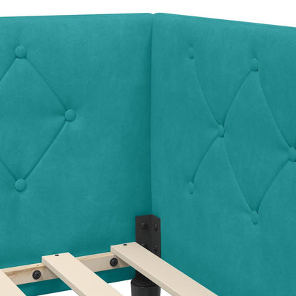 vidaXL Cadre de lit d'angle avec tête de lit Velours Turquoise 80 x 200 cm