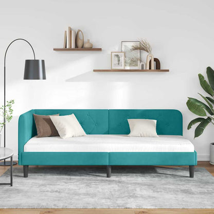 vidaXL Cadre de lit d'angle avec tête de lit Velours Turquoise 80 x 200 cm
