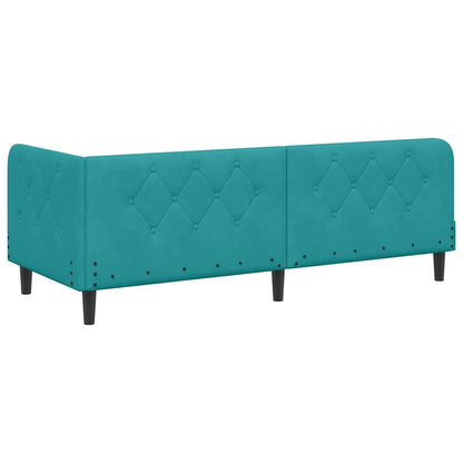 vidaXL Cadre de lit d'angle avec tête de lit Velours Turquoise 80 x 200 cm