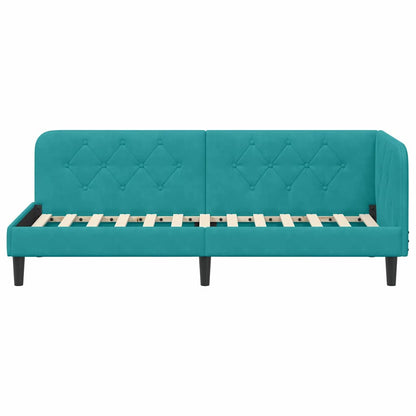 vidaXL Cadre de lit d'angle avec tête de lit Velours Turquoise 80 x 200 cm