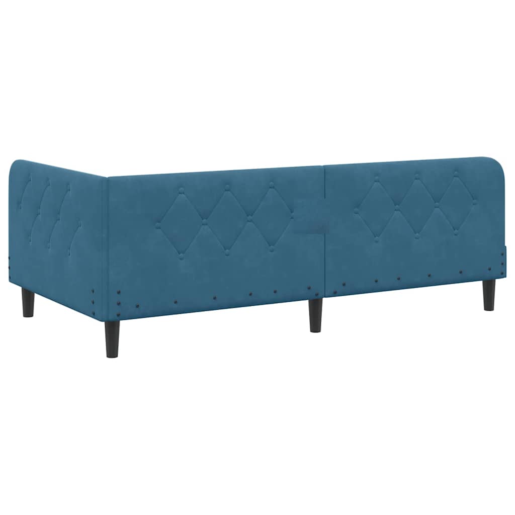 vidaXL Cadre de lit d'angle avec tête de lit Bleu 90 x 190 cm Velours
