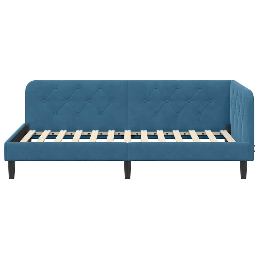 vidaXL Cadre de lit d'angle avec tête de lit Bleu 90 x 190 cm Velours