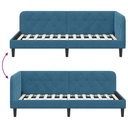 vidaXL Cadre de lit d'angle avec tête de lit Bleu 90 x 190 cm Velours