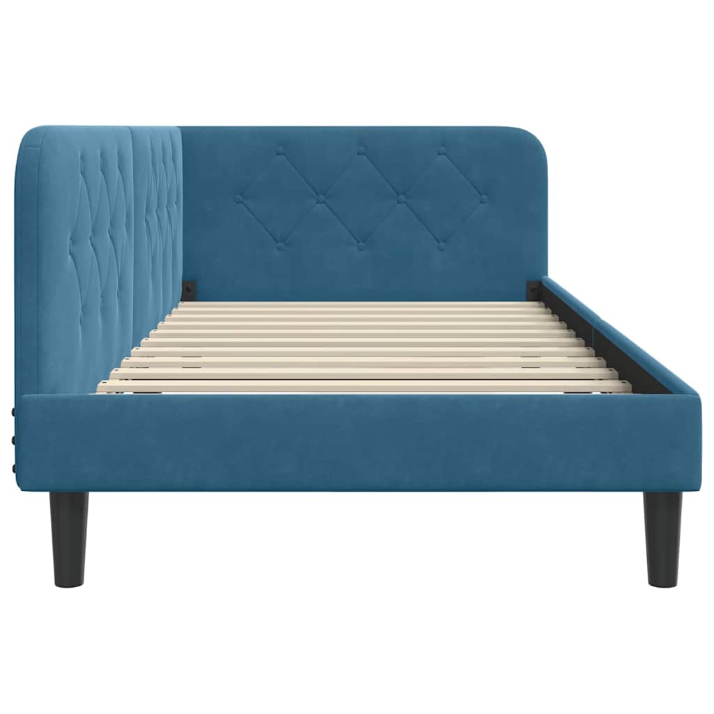 vidaXL Cadre de lit d'angle avec tête de lit Bleu 90 x 190 cm Velours