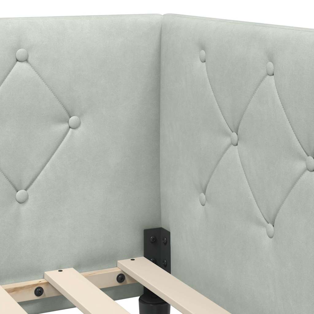 Eckbettgestell Hellgrau 90 x 190 cm Samt