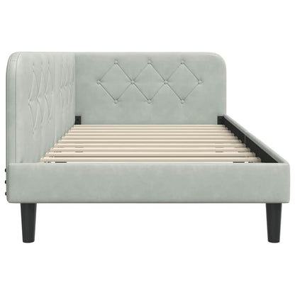 Eckbettgestell Hellgrau 90 x 190 cm Samt