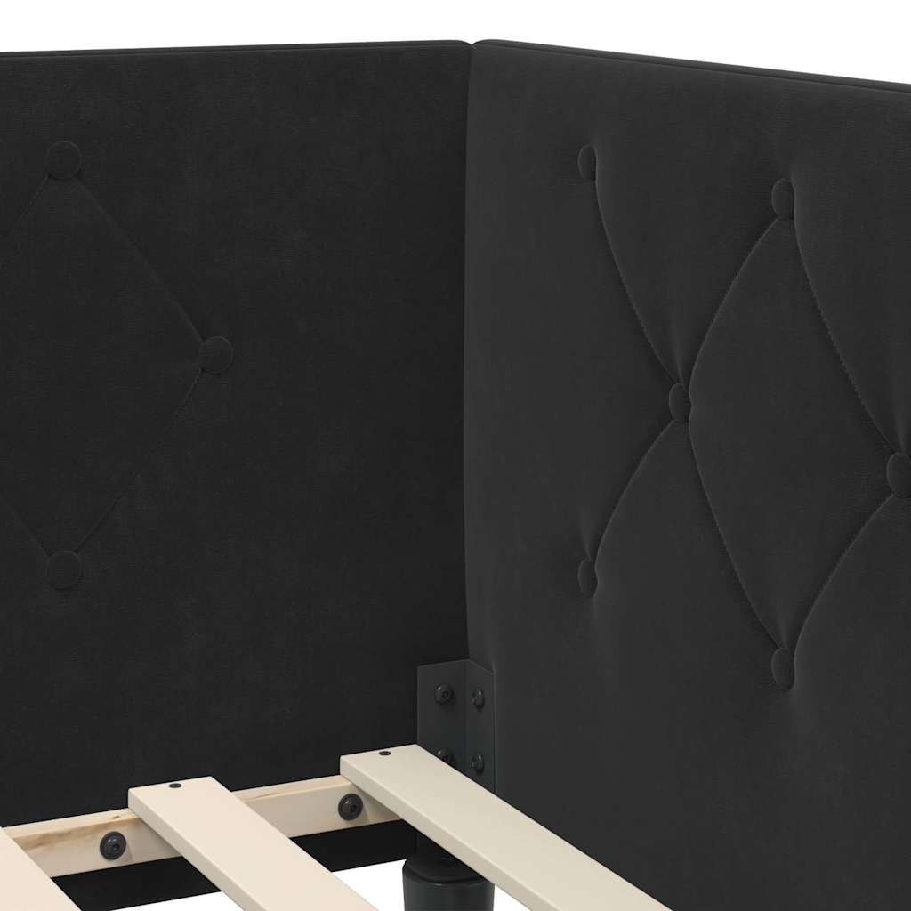 vidaXL Eckbettgestell mit Kopfteil Schwarz 90 x 190 cm Samt