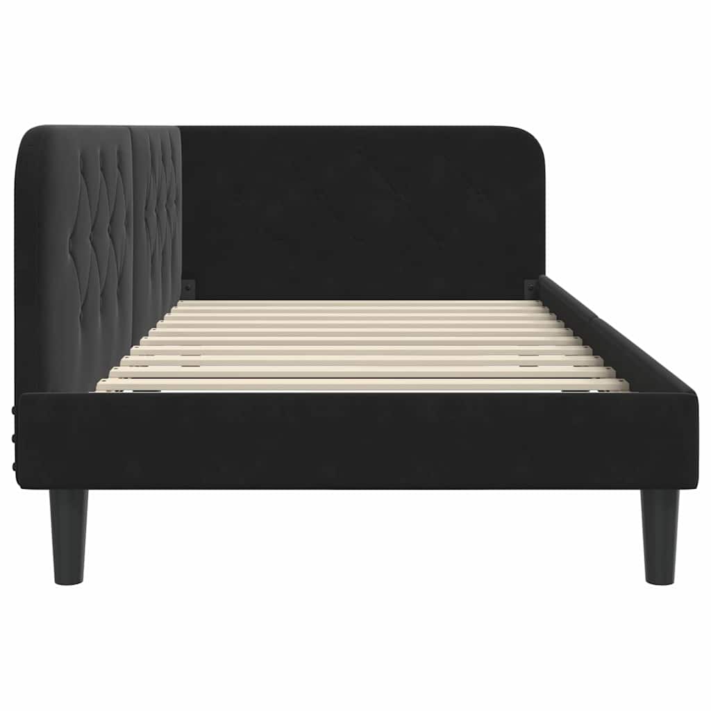 vidaXL Eckbettgestell mit Kopfteil Schwarz 90 x 200 cm Samt